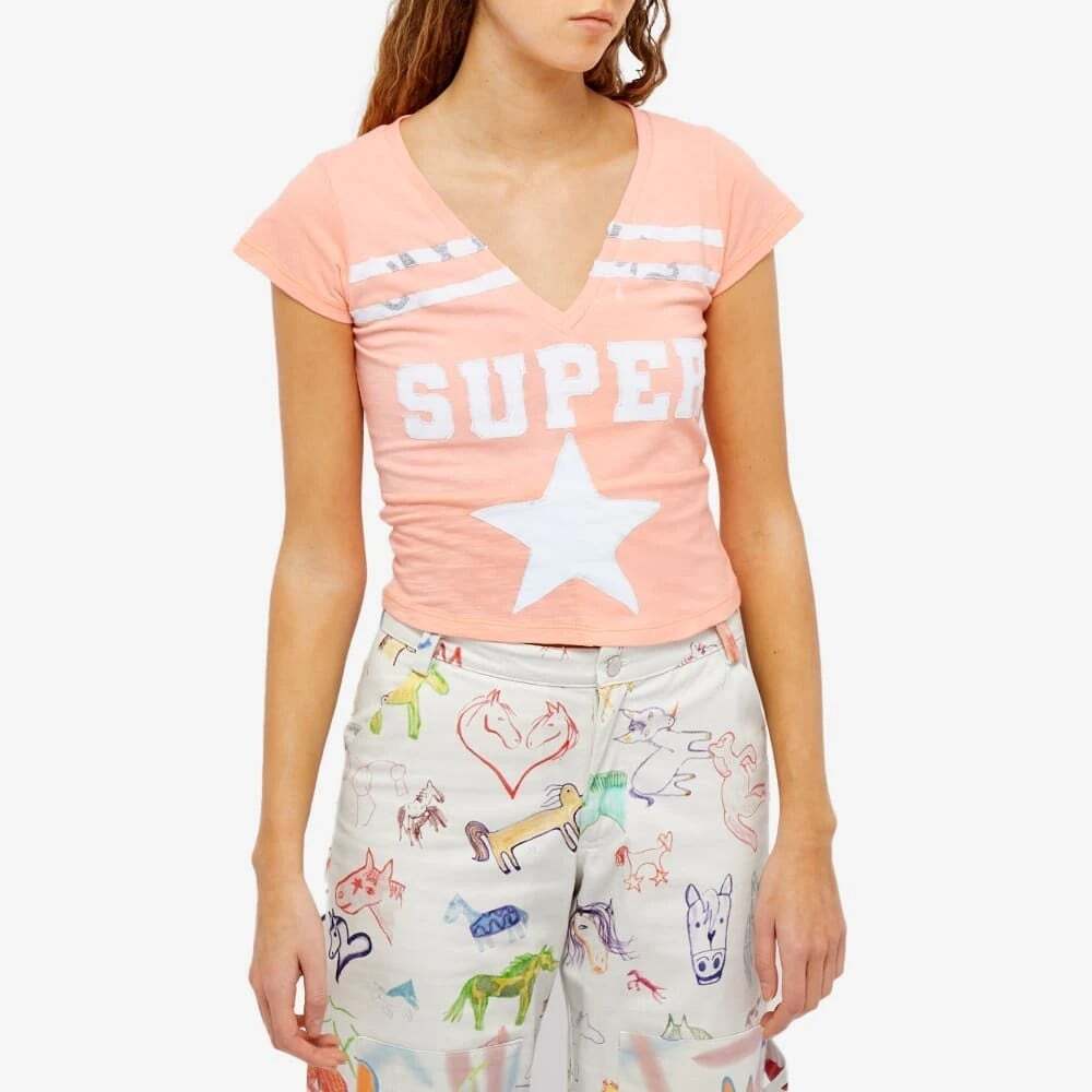 Collina Strada Super Star T-Shirt US S EU 36 Womens Orange Creamsicle Tee $299